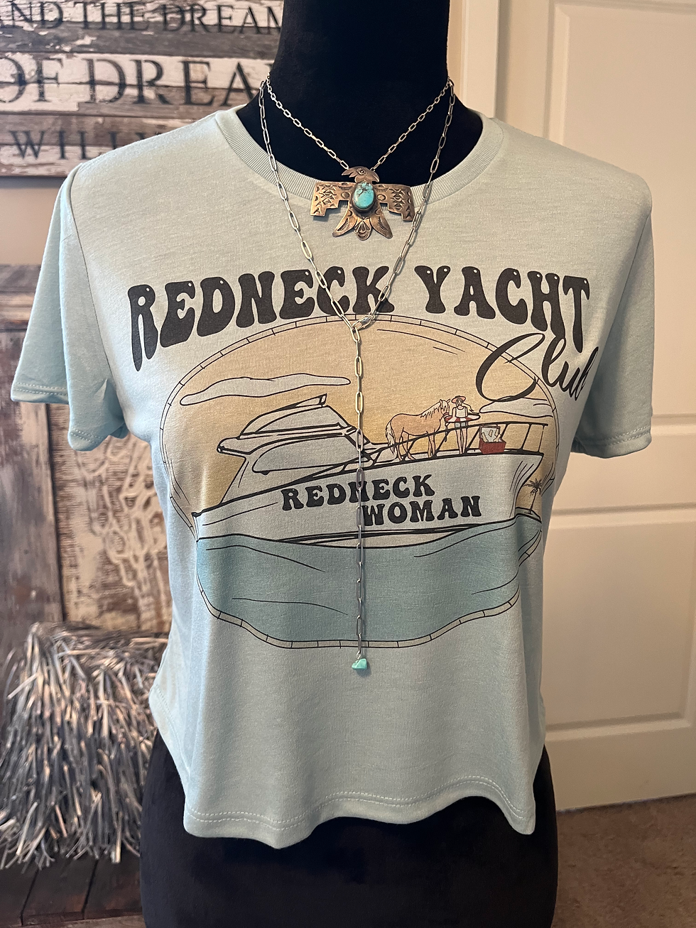 Thumbnail: Redneck Yacht Club Dusty Blue Crop Tee            