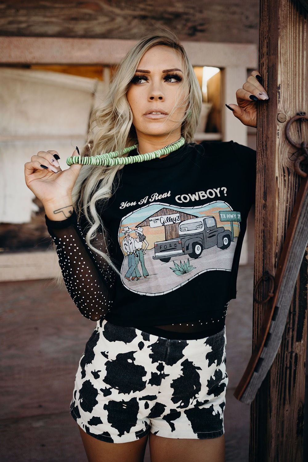 Urban Cowboy Black Crop Tee