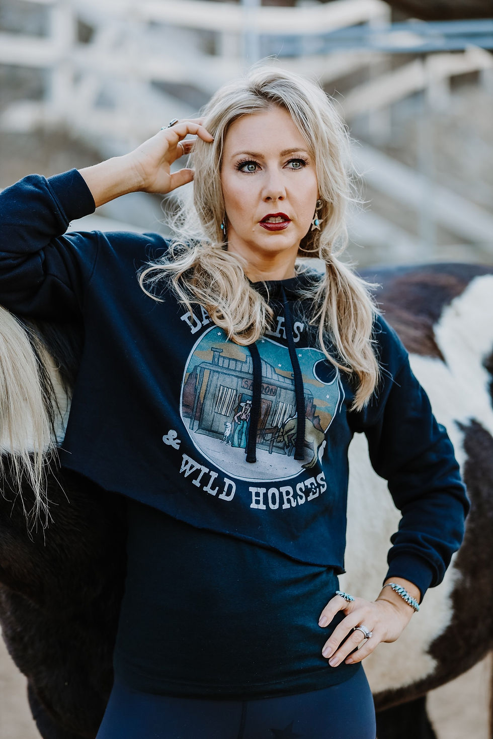Thumbnail: Dark Bars & Wild Horses Cropped Sweatshirt (Order On Demand)