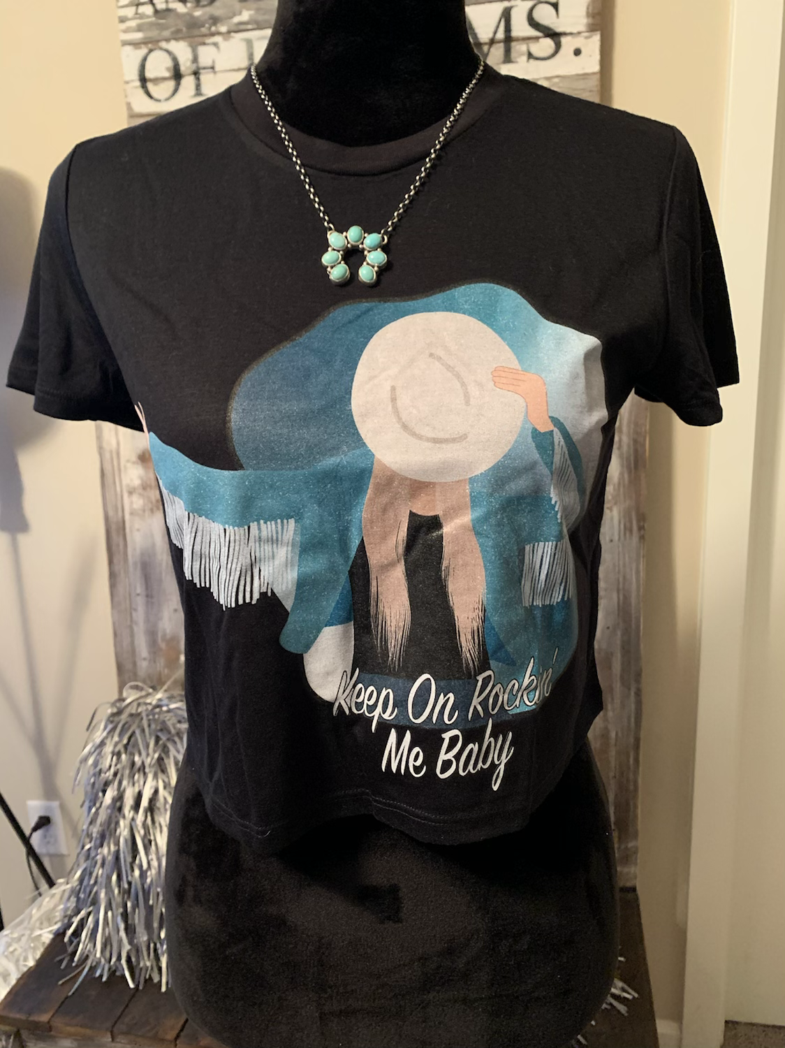 Rockin’ Cowgirl Black Crop Tee