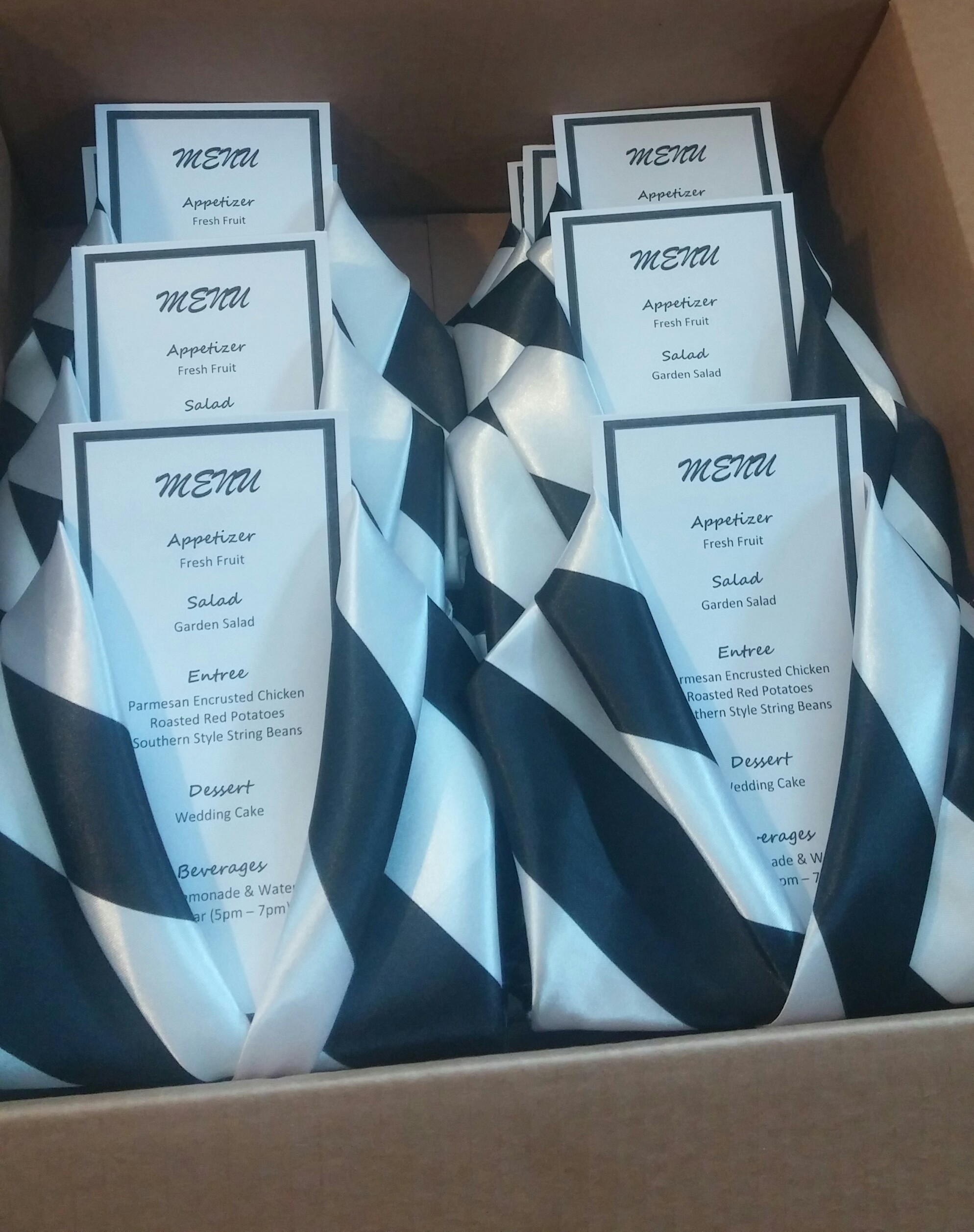 Suit Jacket Folded Napkins with Menu