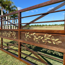 Rustic Gate with a country gate feel by Rural Gates Australia for Yeppoon single swing acreage with Eucalyptus