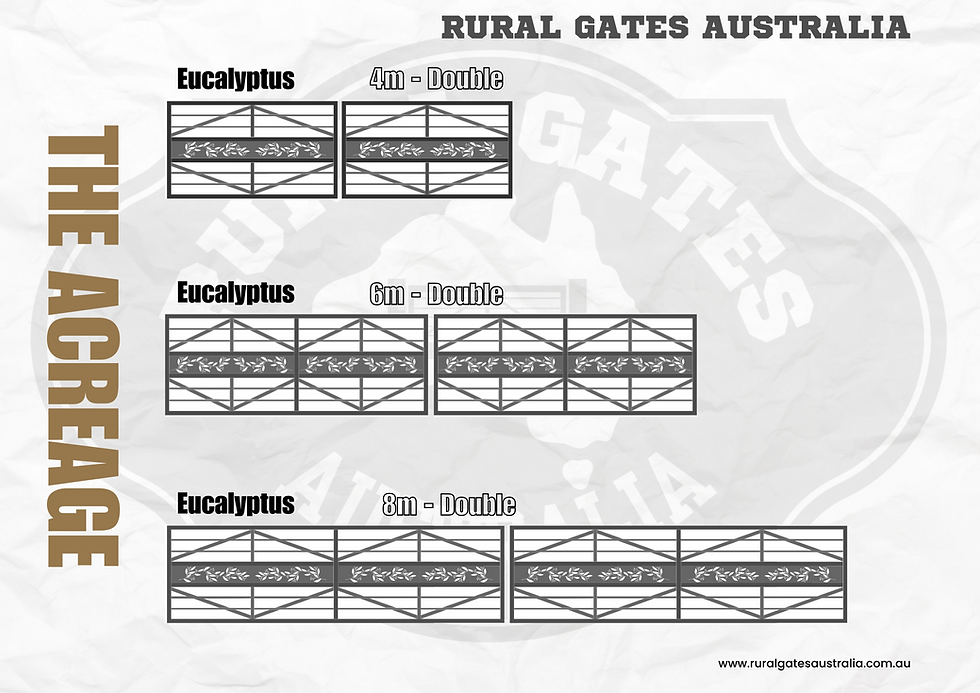 Thumbnail: Acreage Double Farm Gates with Eucalyptus insert by Rural Gates Australia Bundaberg