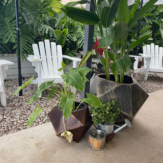 Set of 2 Geometric Steel Planter Pots