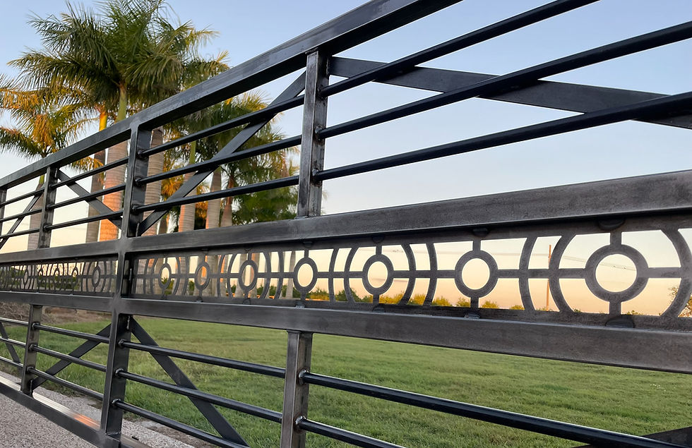 Rural Gates Australia Acreage Bundaberg Modern Geometric Steel Farm Gate
