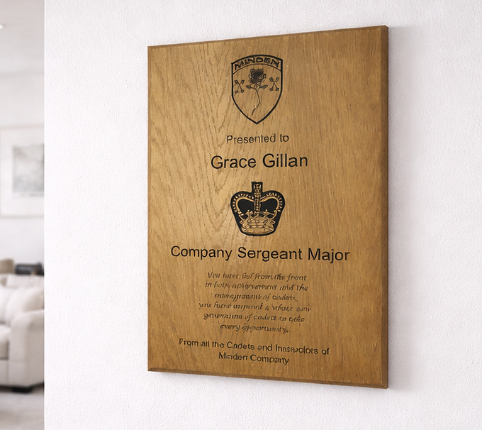 Wooden plaque honouring Grace Gillan.png