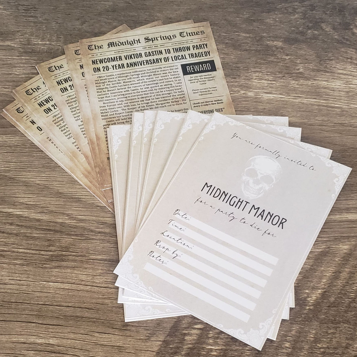 invitations and newspaper articles