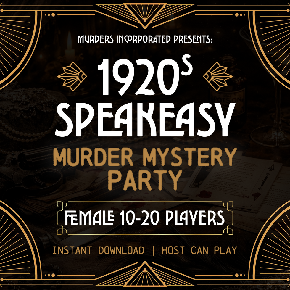 title graphic 1920s speakeasy murder mystery party female 10-20 players