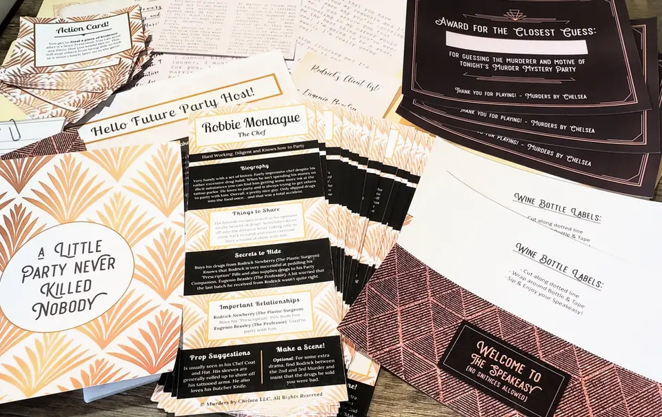 character cards, party posters and awards