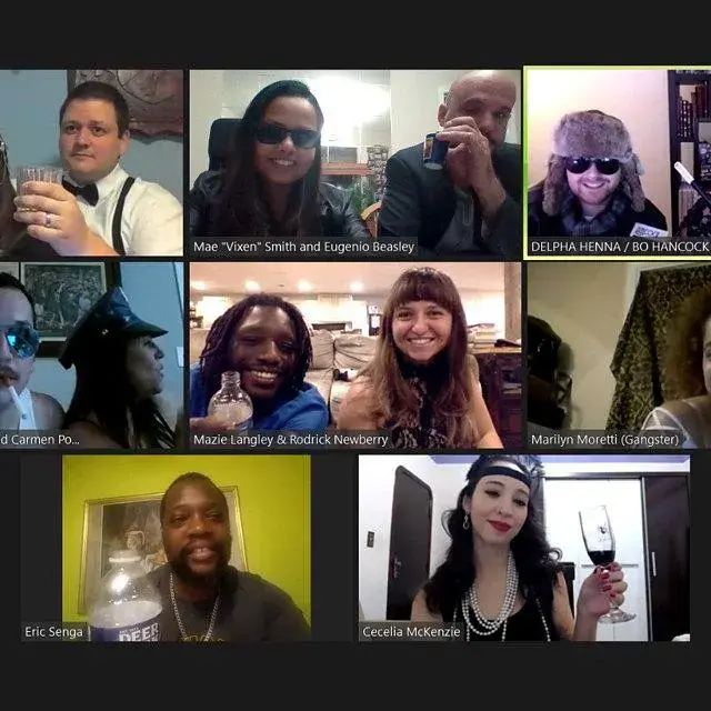 a group playing the zoom edition murder mystery party