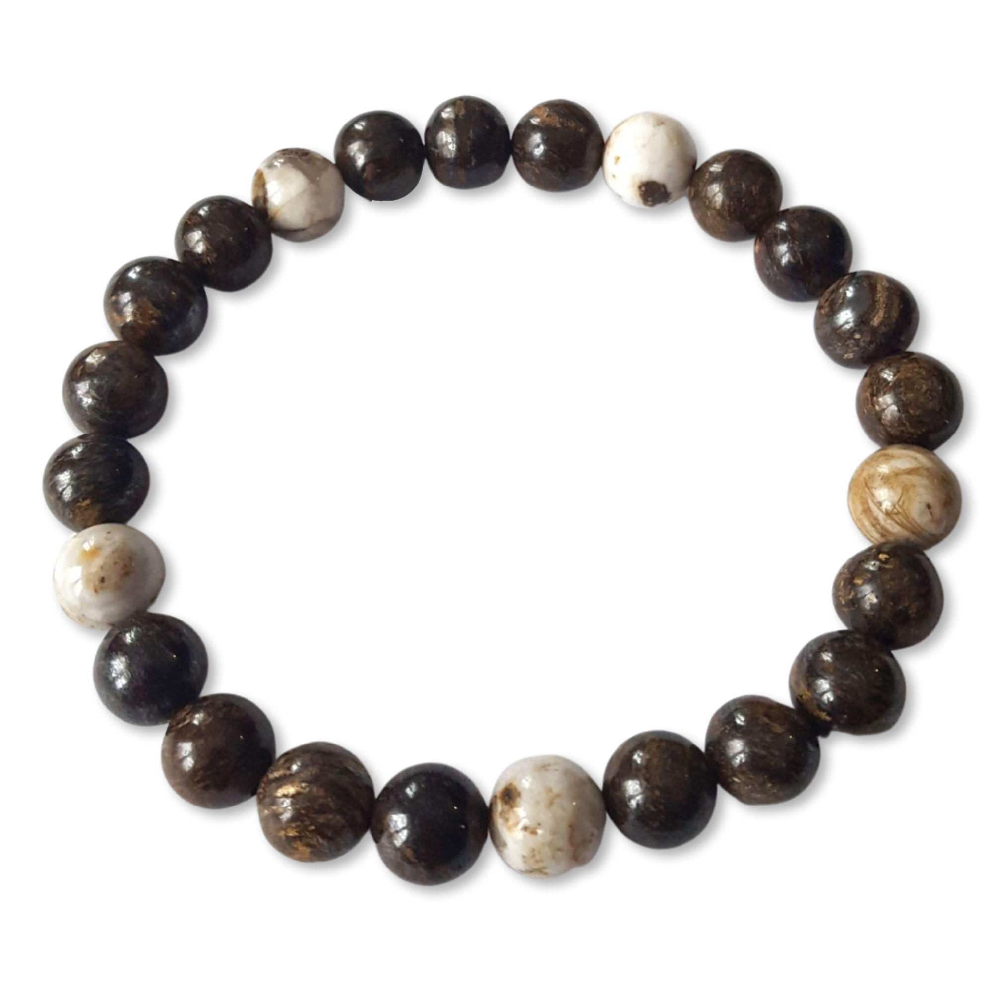 Bracelet Protection+Aide au stress - Bronzite + Petrified wood