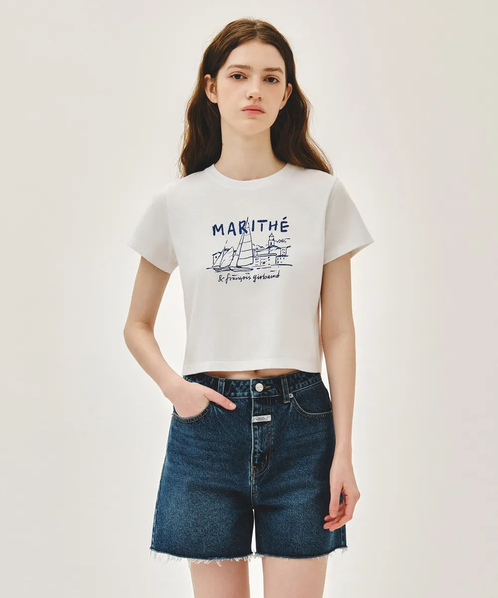 (พรี) Marithe เสื้อ W FRENCH GRAPHIC CROP TEE