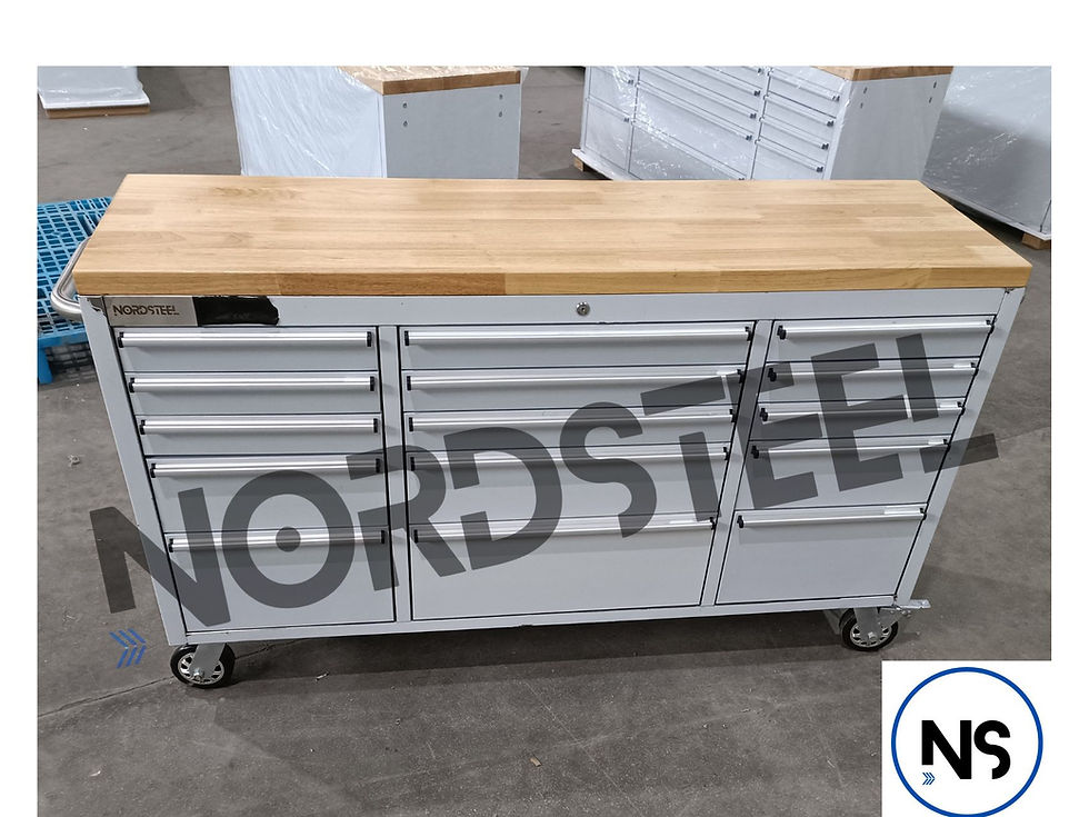Thumbnail: Nordsteel work bench, on casters with brakes, swivel wheels