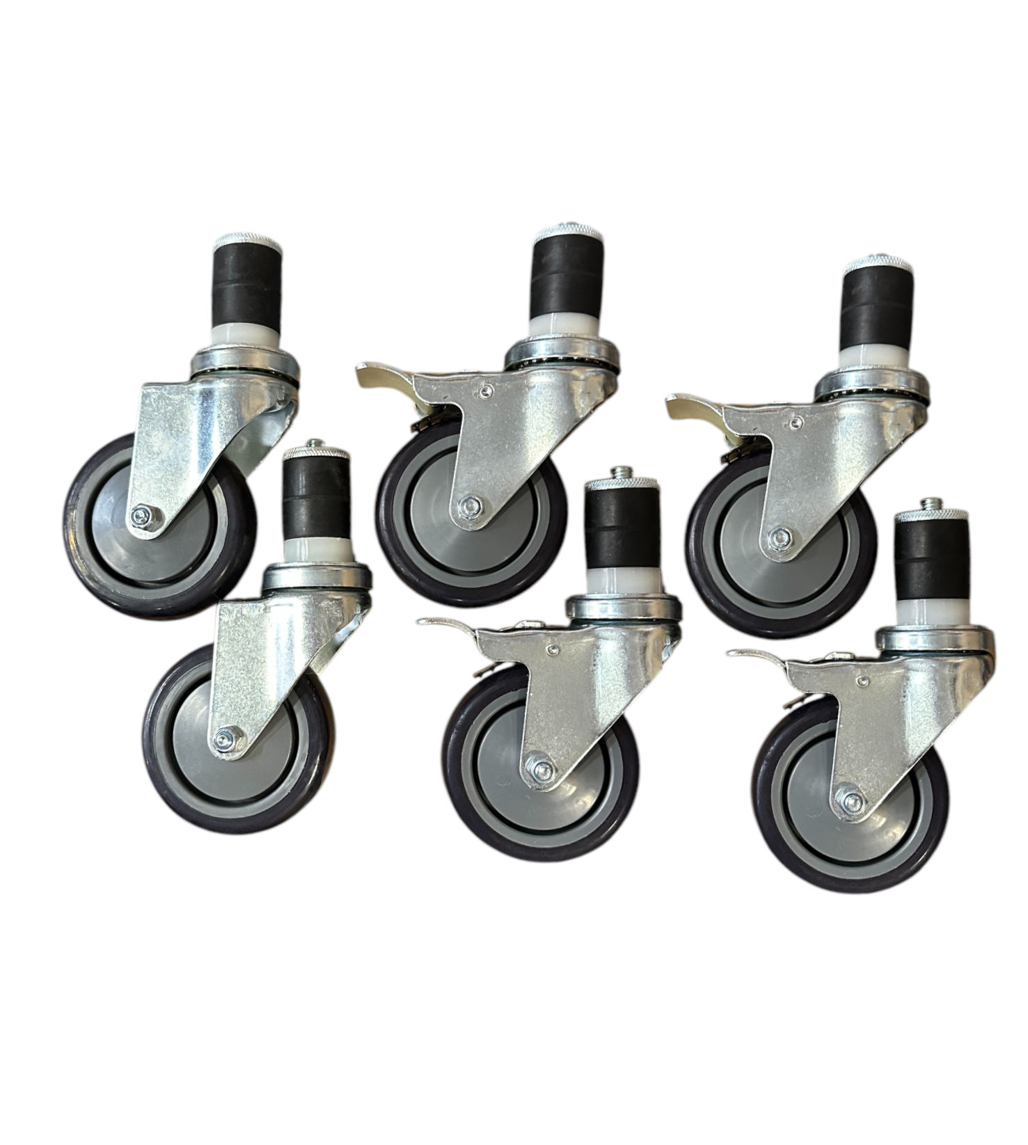 set of 6 caster wheels, 4 with locks for 96x30 stainless steel work table