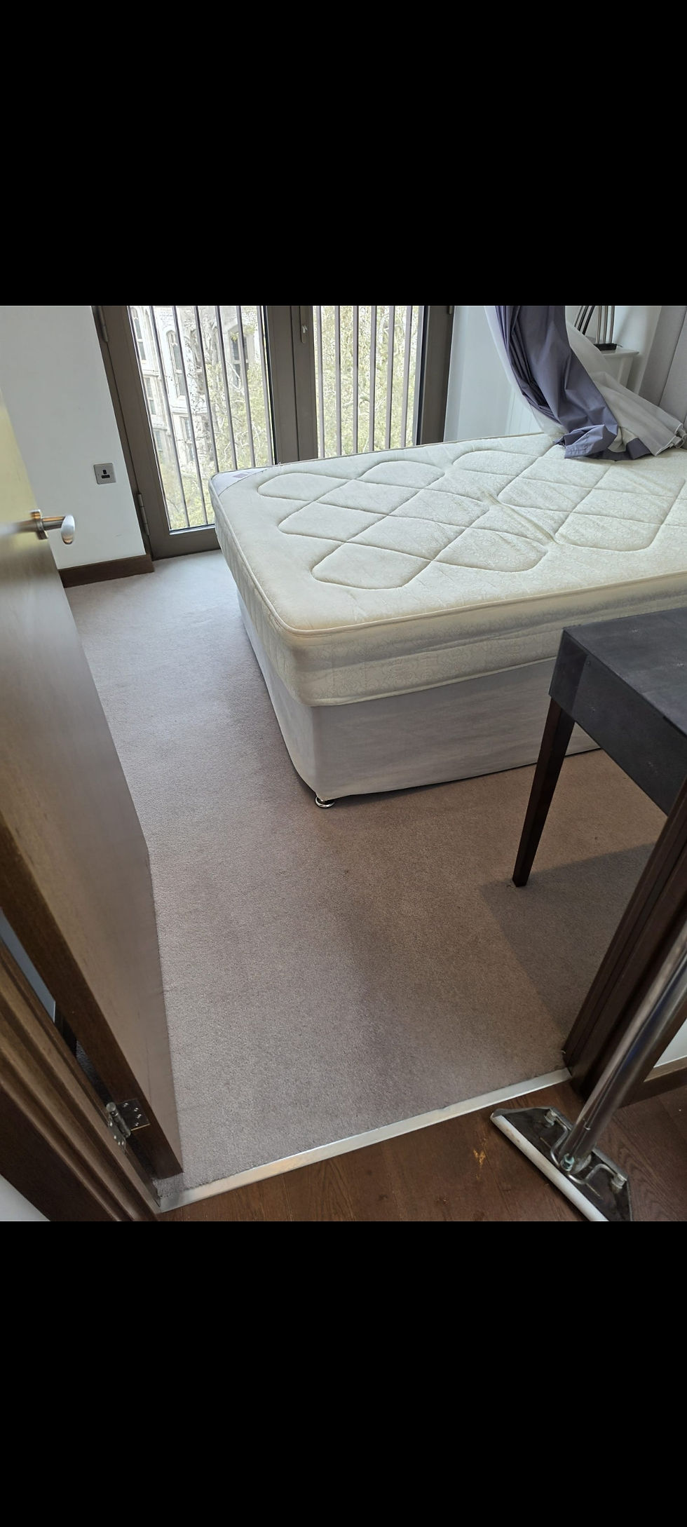 Stained and dusty fabric sofa before professional cleaning service in South and West London