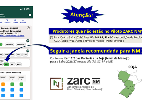 Sobre o ZarcNM da Soja Safra 2026/27 no MS, PR, SC e RS