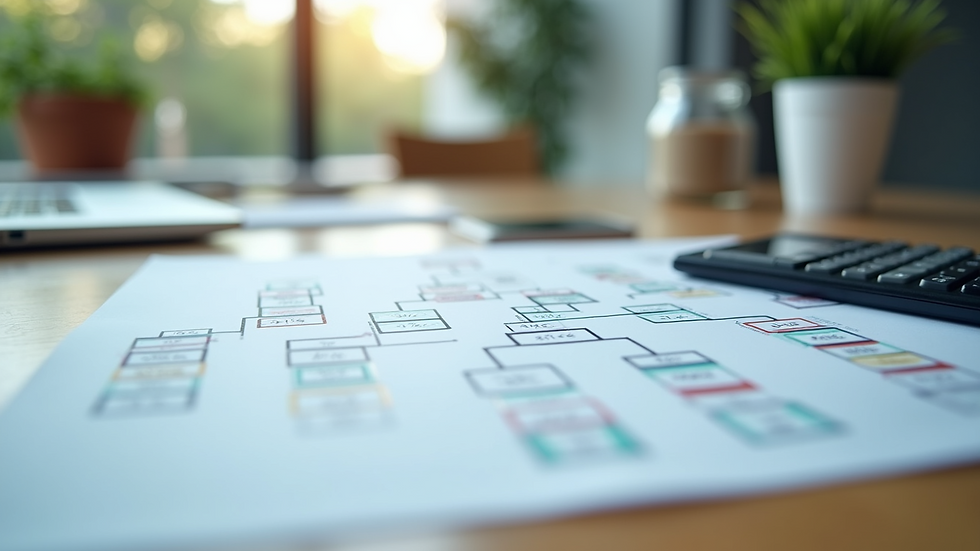 Close-up view of a decision tree chart on a table