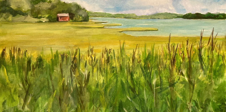 Hamptons, beach, summer,landscape, painting, peaceful, art, acrylic