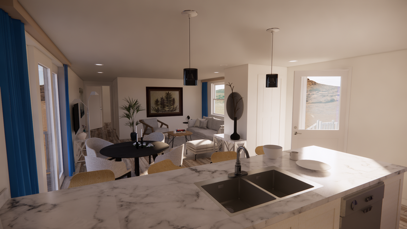 The Annapolis kitchen island with sink, countertop space, and open-concept layout.