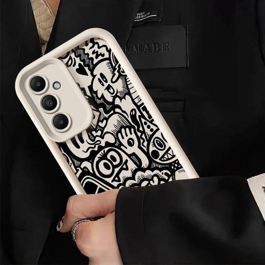 Graffiti Black Case for Samsung Galaxy A56 A26 A32 A15 A16 A12 A13 A51 A73 A35 A
