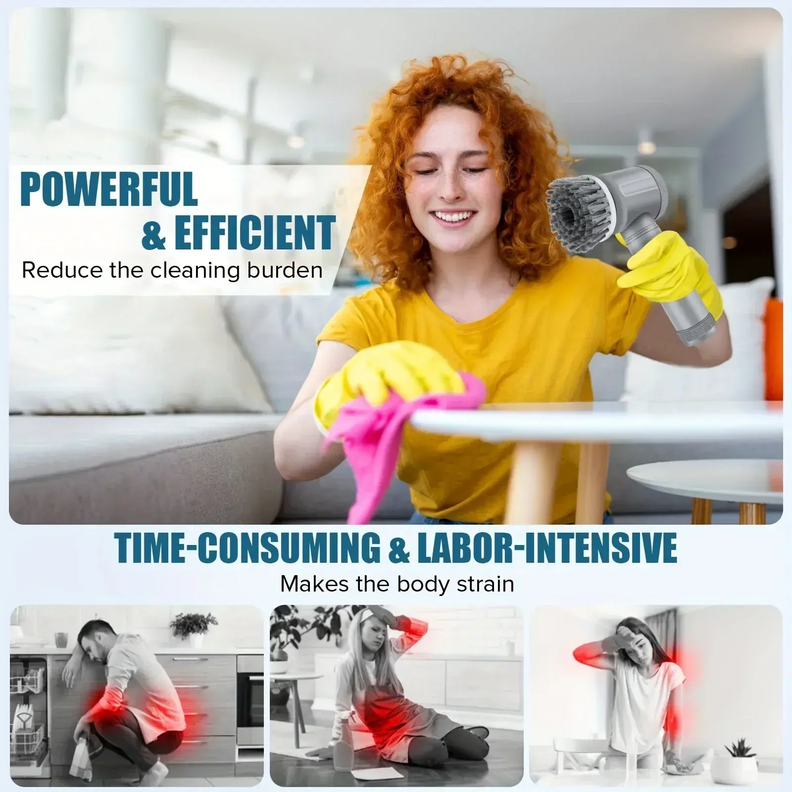 Electric Spin Scrubber, Bathroom Cordless Cleaning Brush Power Scrubber with 5 R