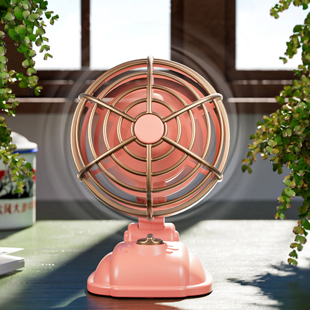 1Pc Retro USB Charging Handheld Fan Silent Mini Fan Summer Portable Outdoor Trav