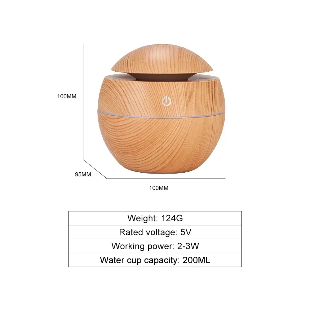 Home Wood Grain Air Humidifier Purifier Aroma Diffuser USB Ultrasonic Cool Mist