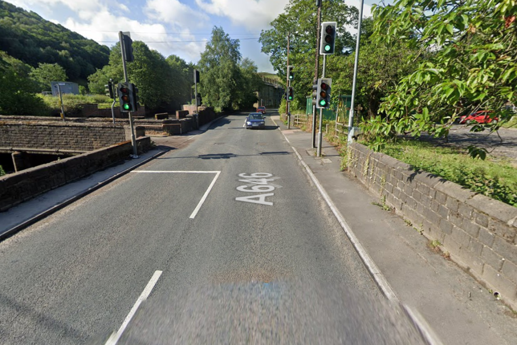 The modern-day scene of the accident; just up ahead where the road curves (via Google Street View)