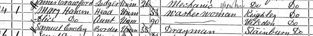Detail from the 1881 Census for Keighley