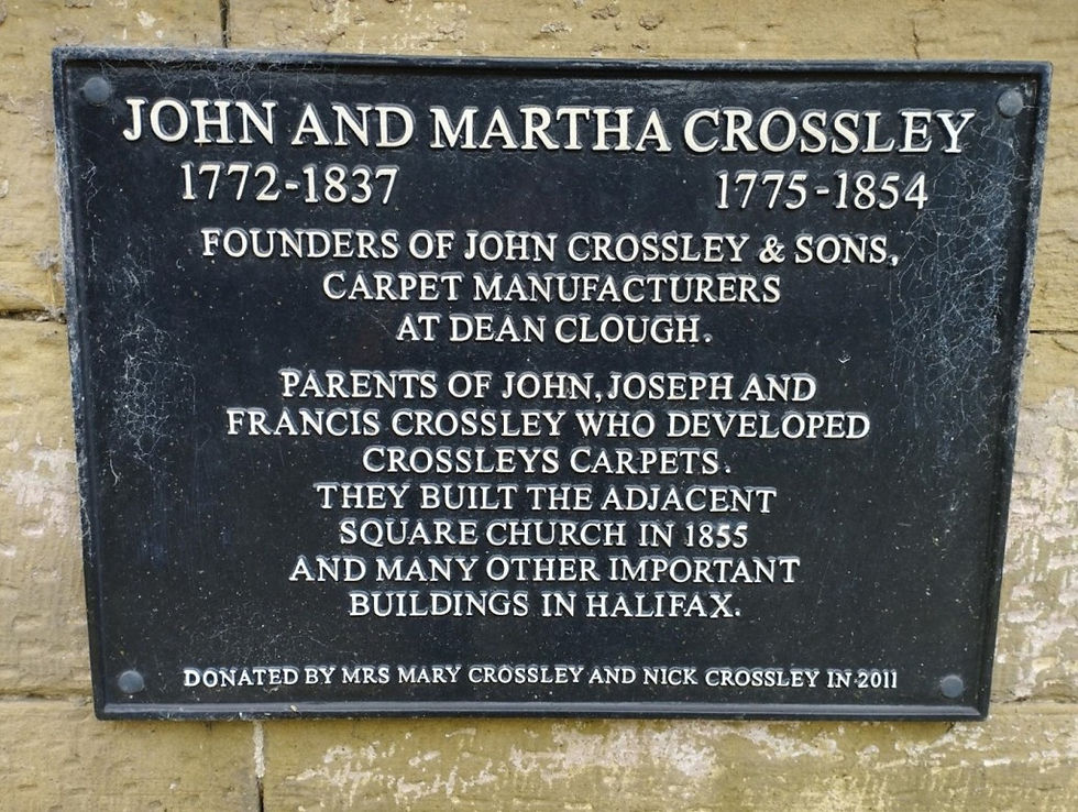 Memorial to John and Martha Crossley at Square Chapel. Image by Sarah R, Calderdale Libraries