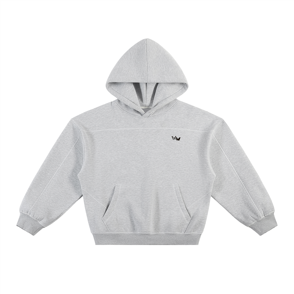 Thumbnail: Contrast-Stitched Boxy Fleece Hoodie