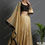 Thumbnail: Burgundy & Golden Crepe Silk Flared