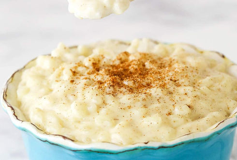 Rice pudding and coconut cream