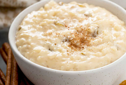 Rice pudding and coconut cream
