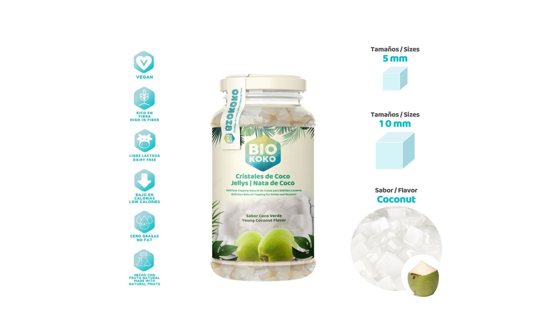 34 Oz. (900g) | Nata de Coco JELLYS | Glass Jar | Retail