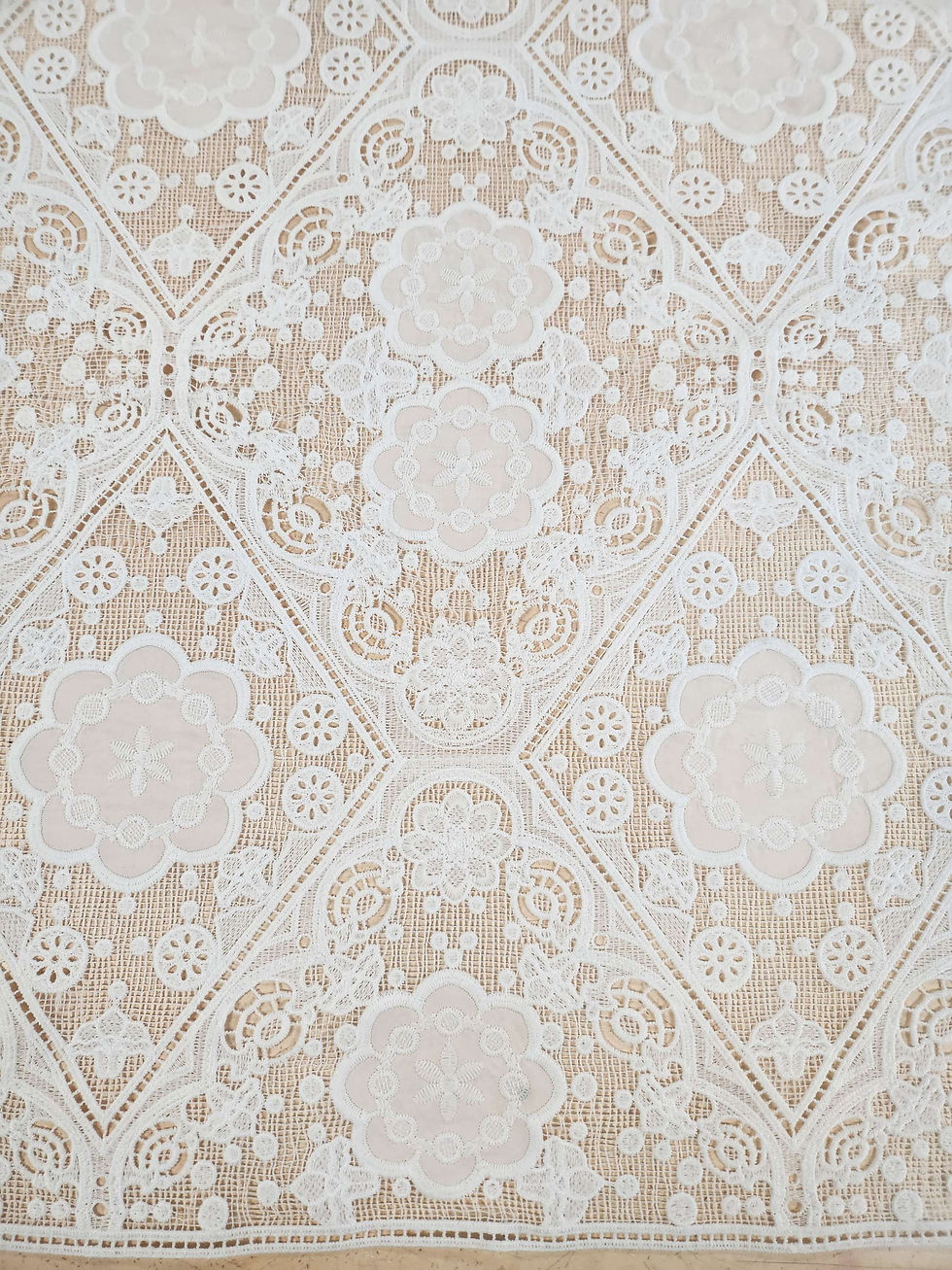 Thumbnail: Russian Doll Embroidered Lace & Cotton Applique Ivory
