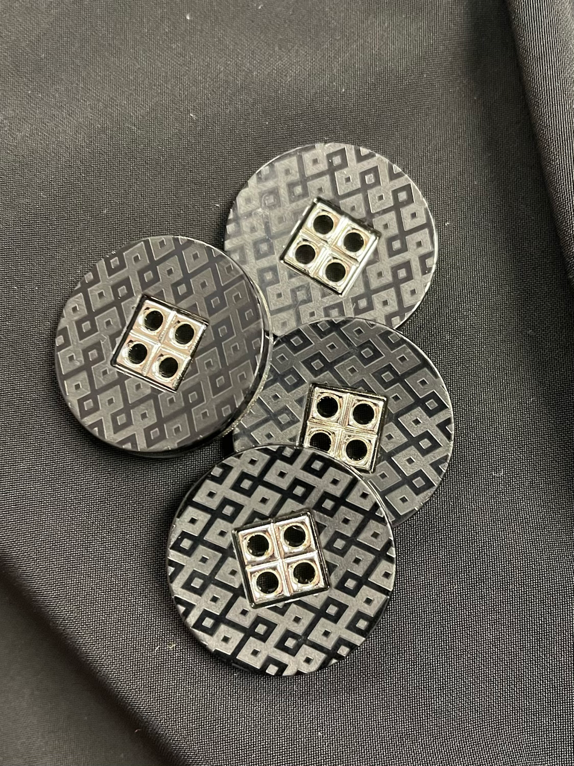 Large Black and Silver Fendy Button 28mm