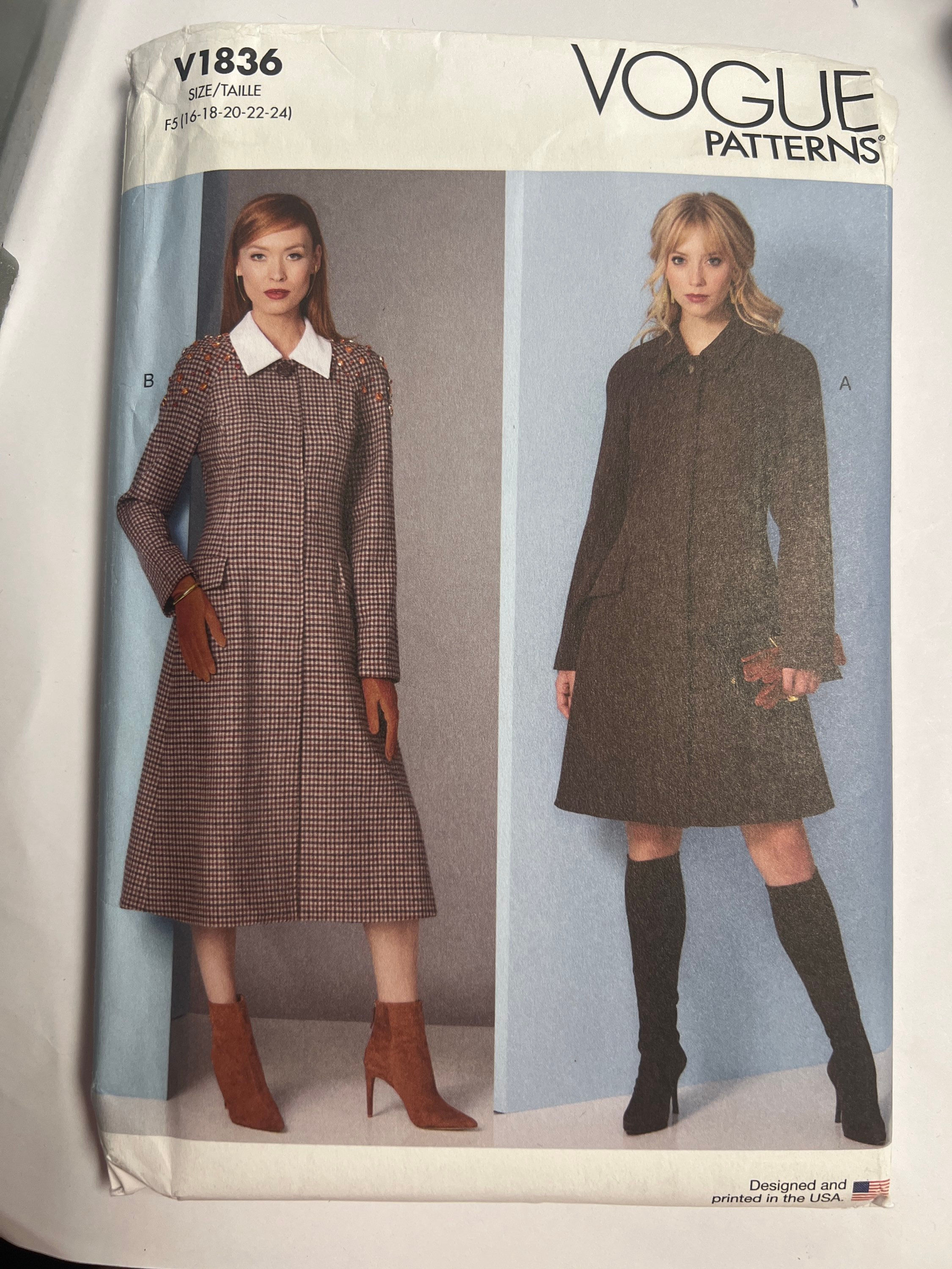 Vogue Patterns V1836 Misses' Coat