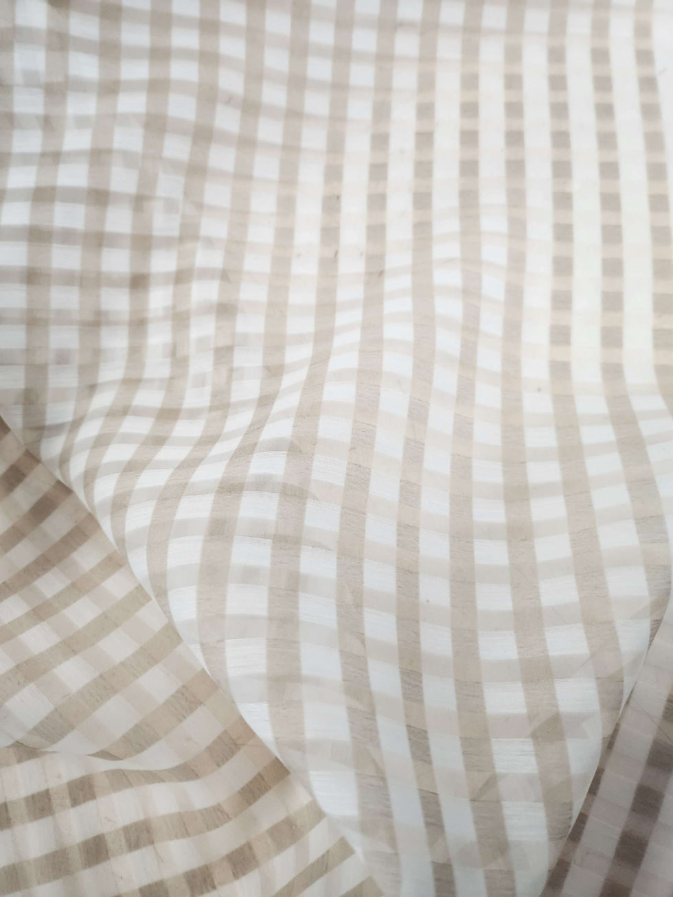 Gingham Burnout Organdy Tan/White