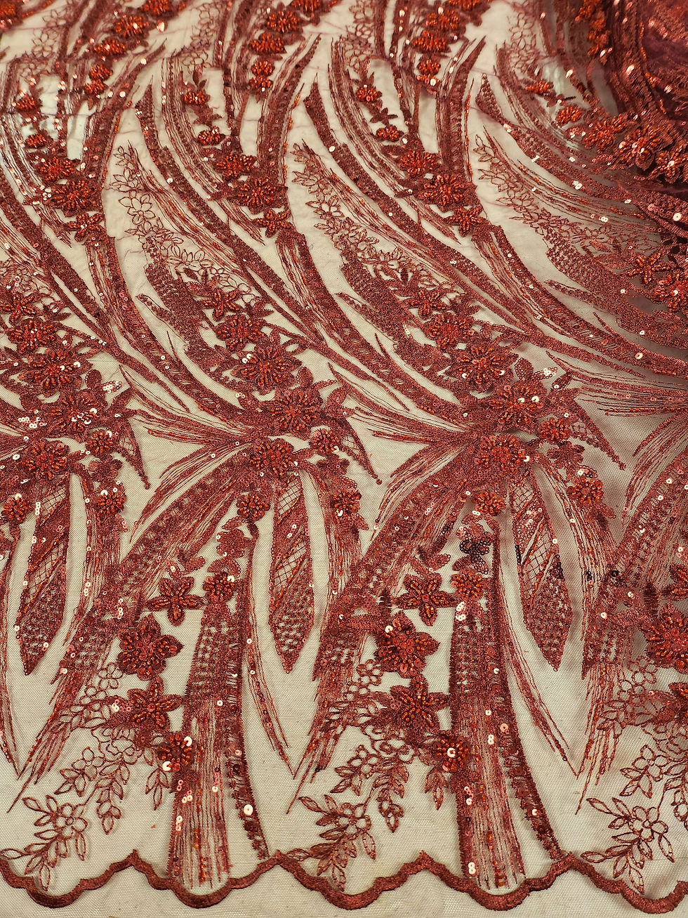 Thumbnail: Gigi Sead Beaded and Sequin Embroidered Tulle Burgandy