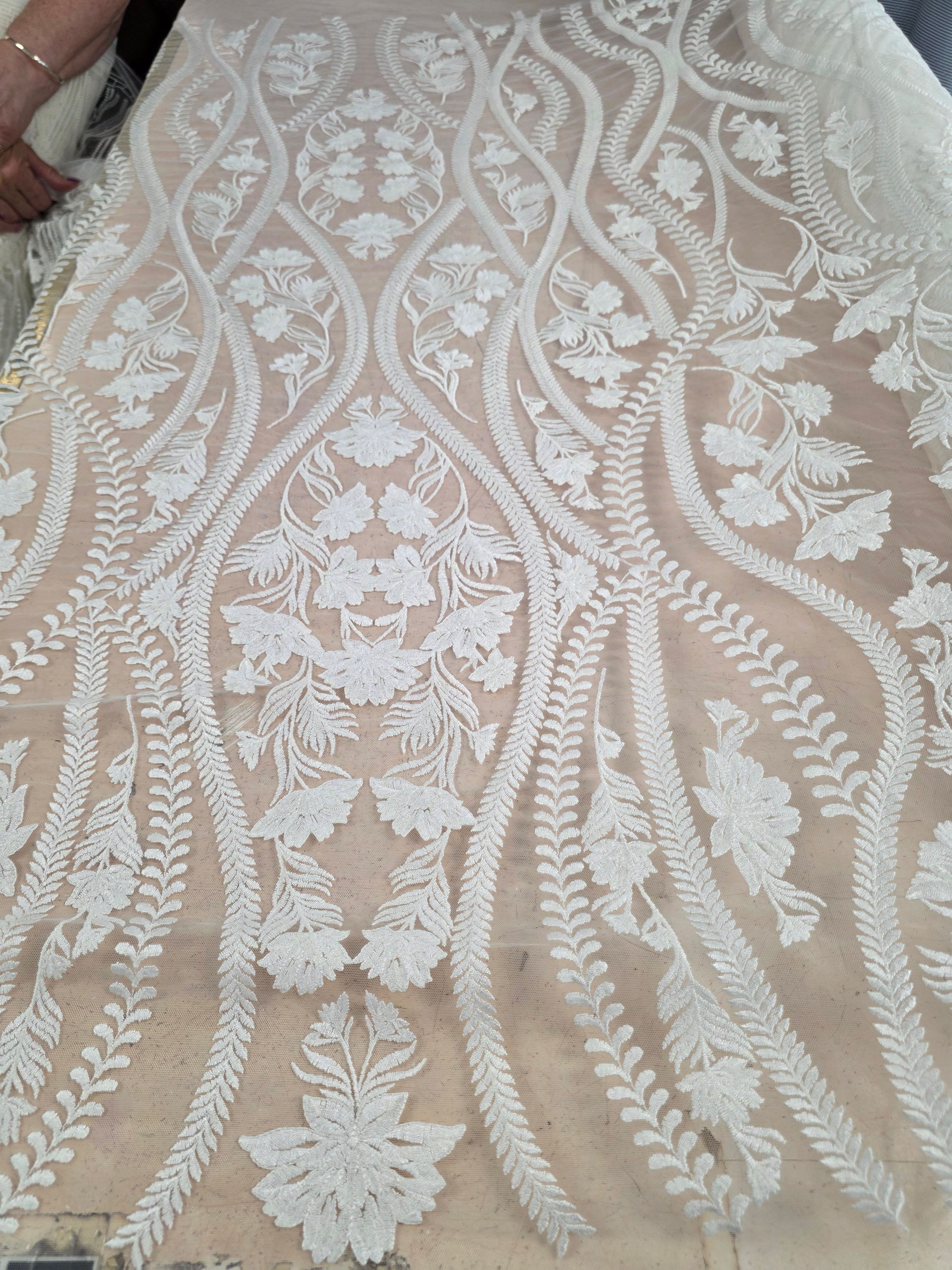 Claire Embroidered Tulle Off White