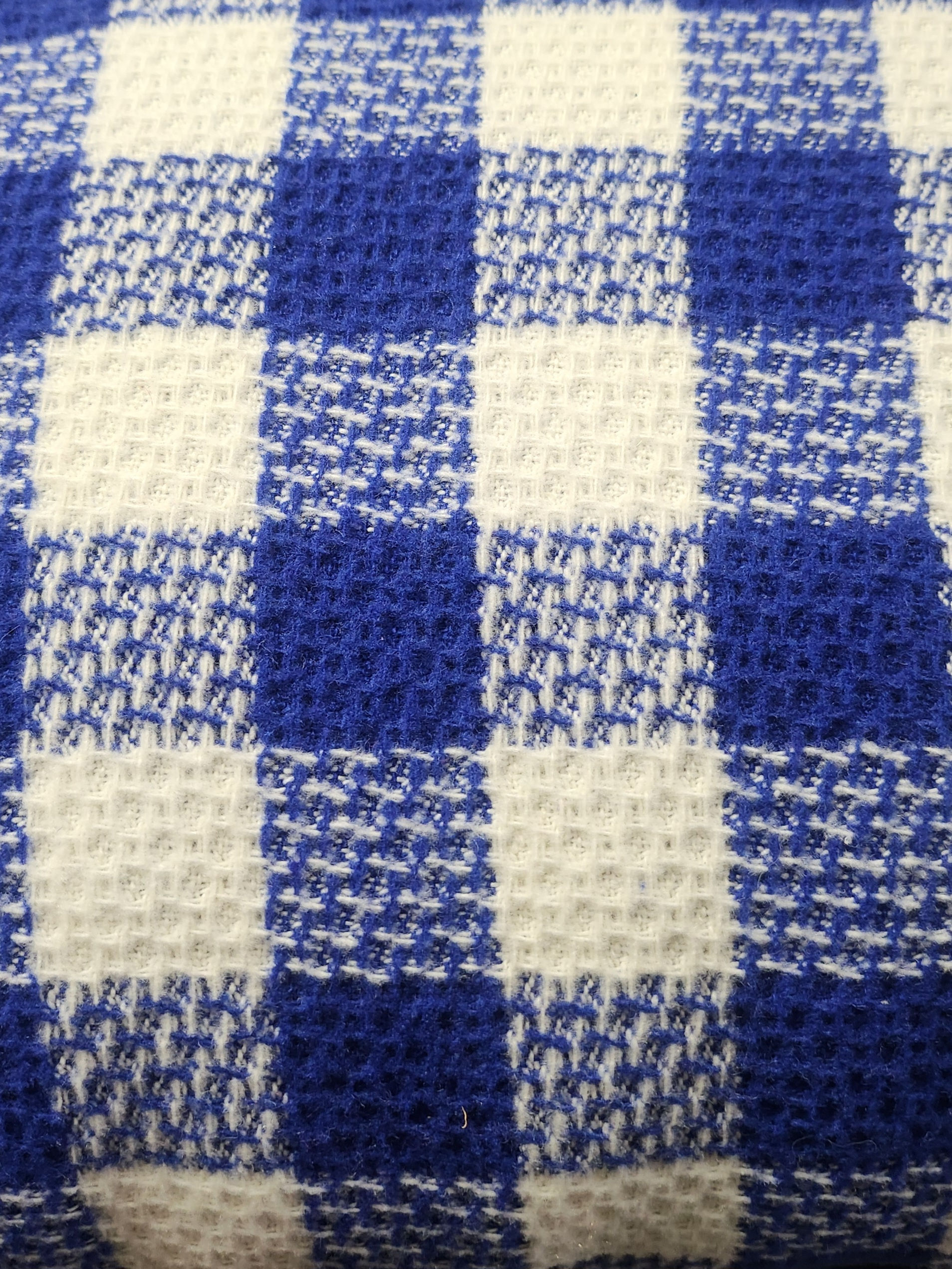 Check Wool Mix Coating Royal/White