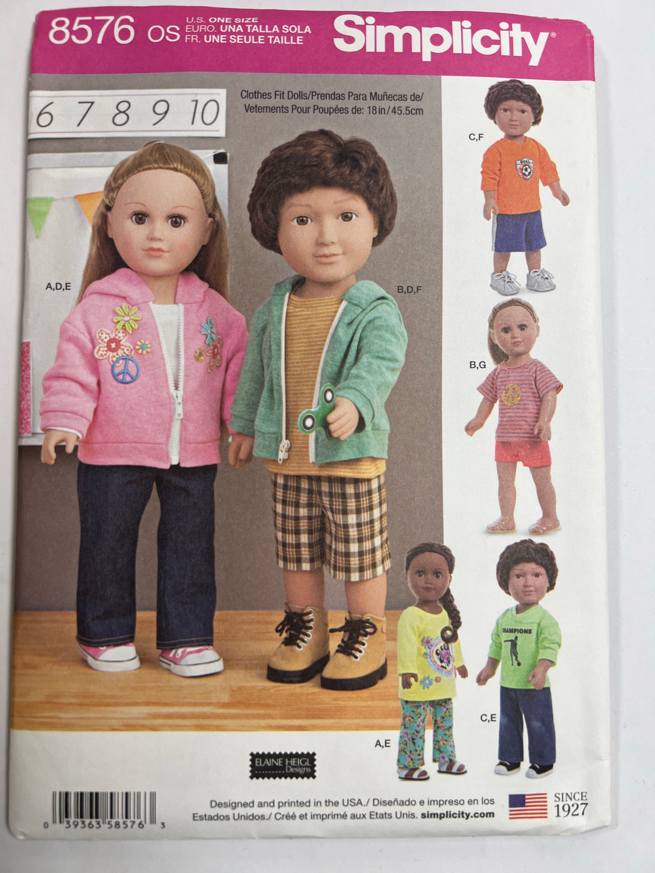 SIMPLICITY S8576  18" Doll Clothes