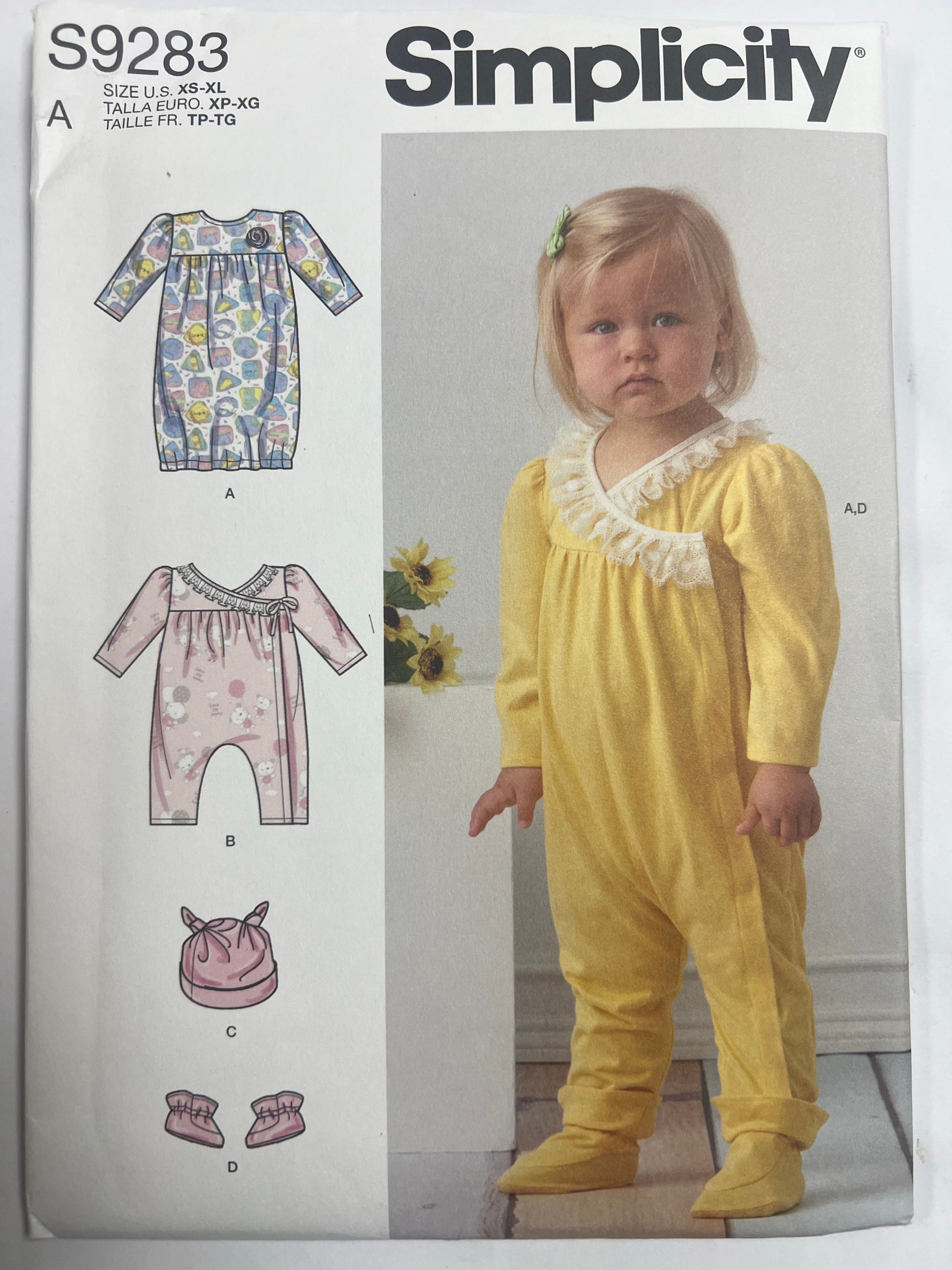 SIMPLICITY S9283 Infants' Knit Gathered Gown & Jumpsuit