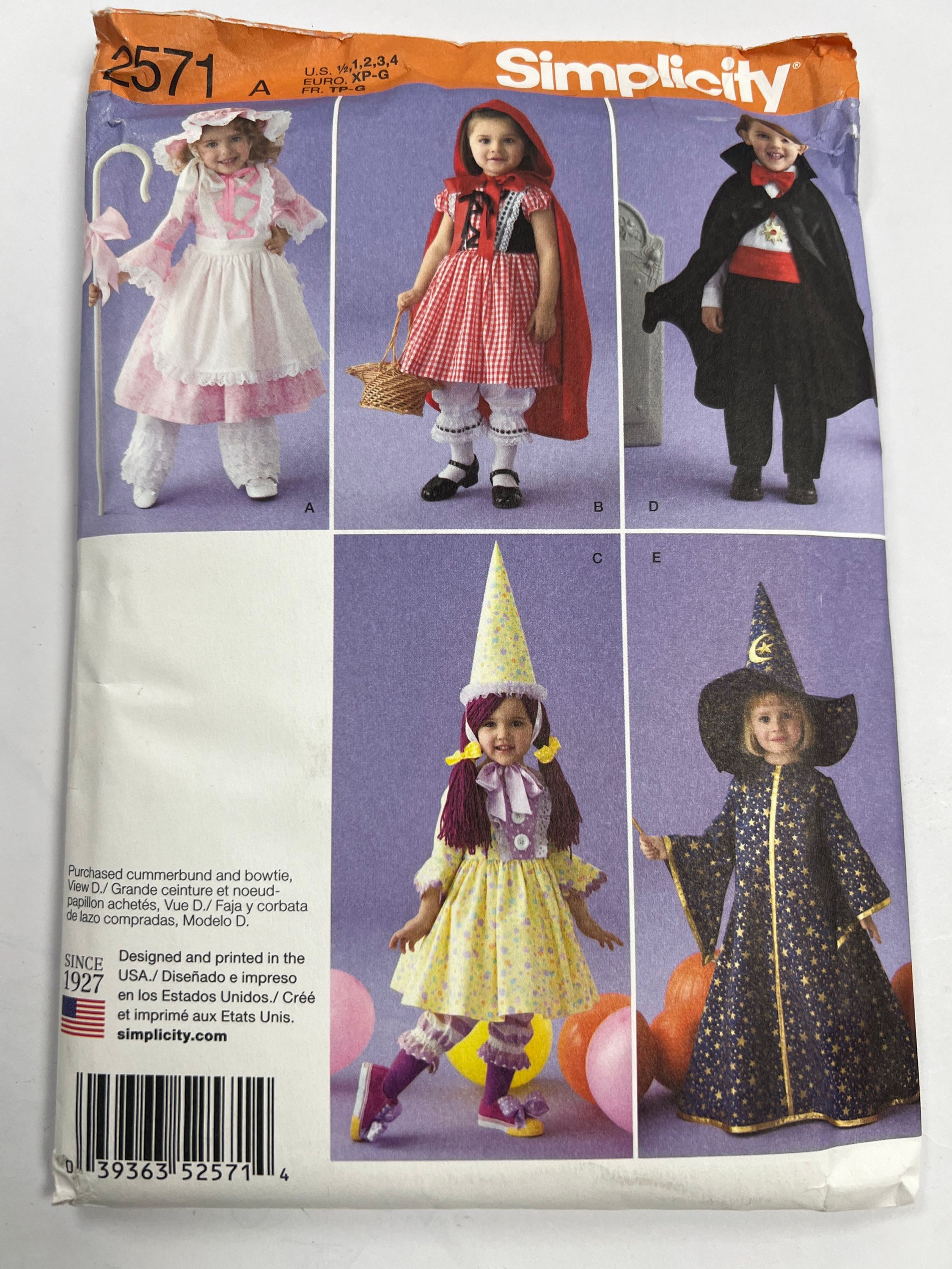 SIMPLICITY S2571  Toddlers' Costume