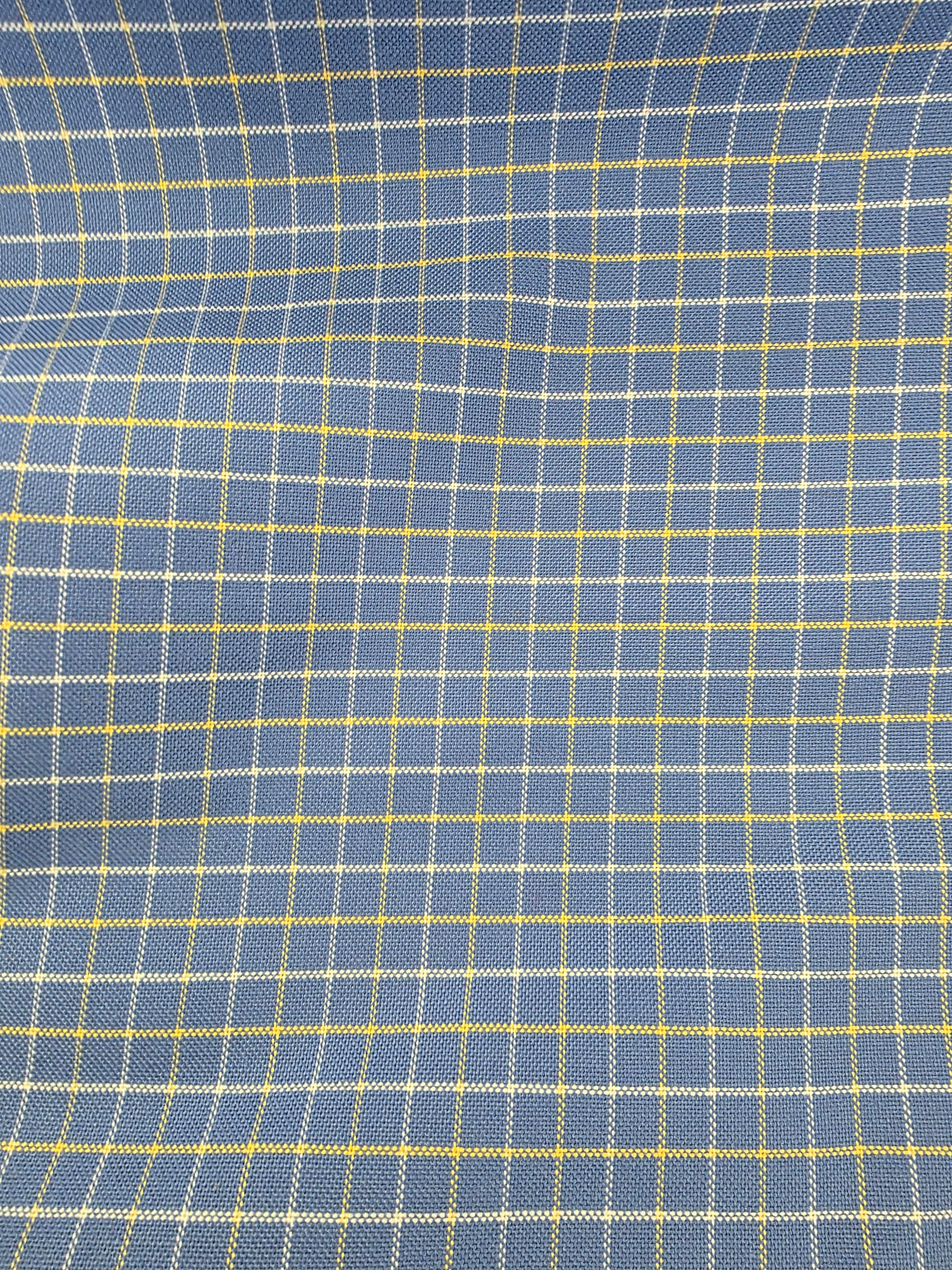 Check Cotton Shirting Blue/White/Yellow