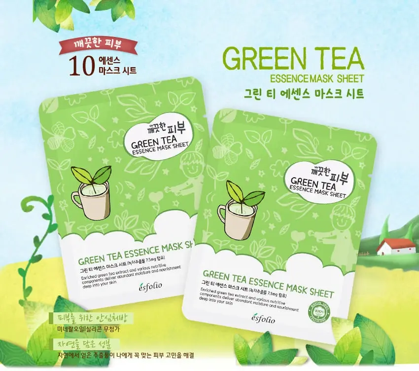 Pure Skin Green Tea Essence Mask Sheet - Esfolio