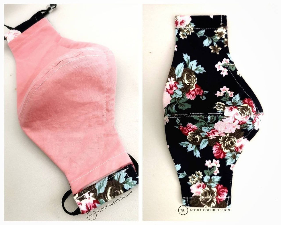 Thumbnail: Reversible face MASK 2 layers + pocket filter & adjustable nose/strap, 100% Twil