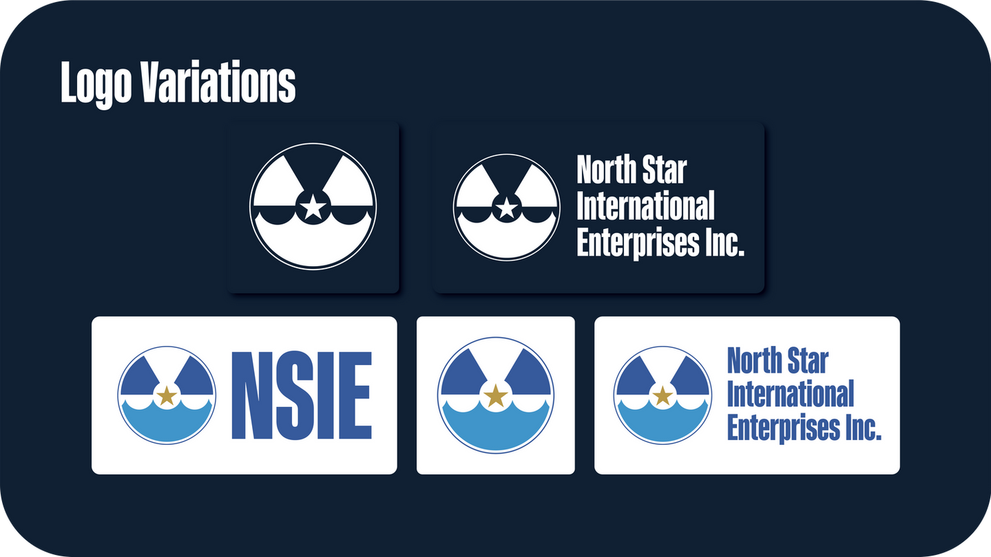 Multiple versions of the NSIE logo with full color options