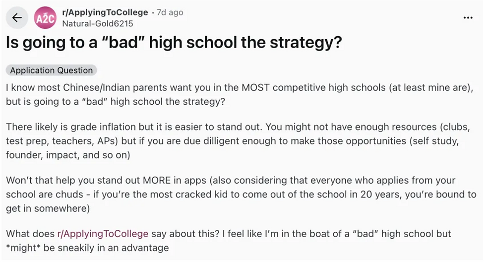 being a top student at a "bad high school"
